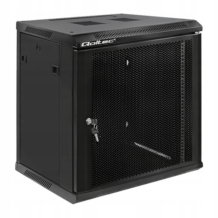 Qoltec Skriňa Rack 19" 12U závesná 600x635x450 perforované dvere čierna