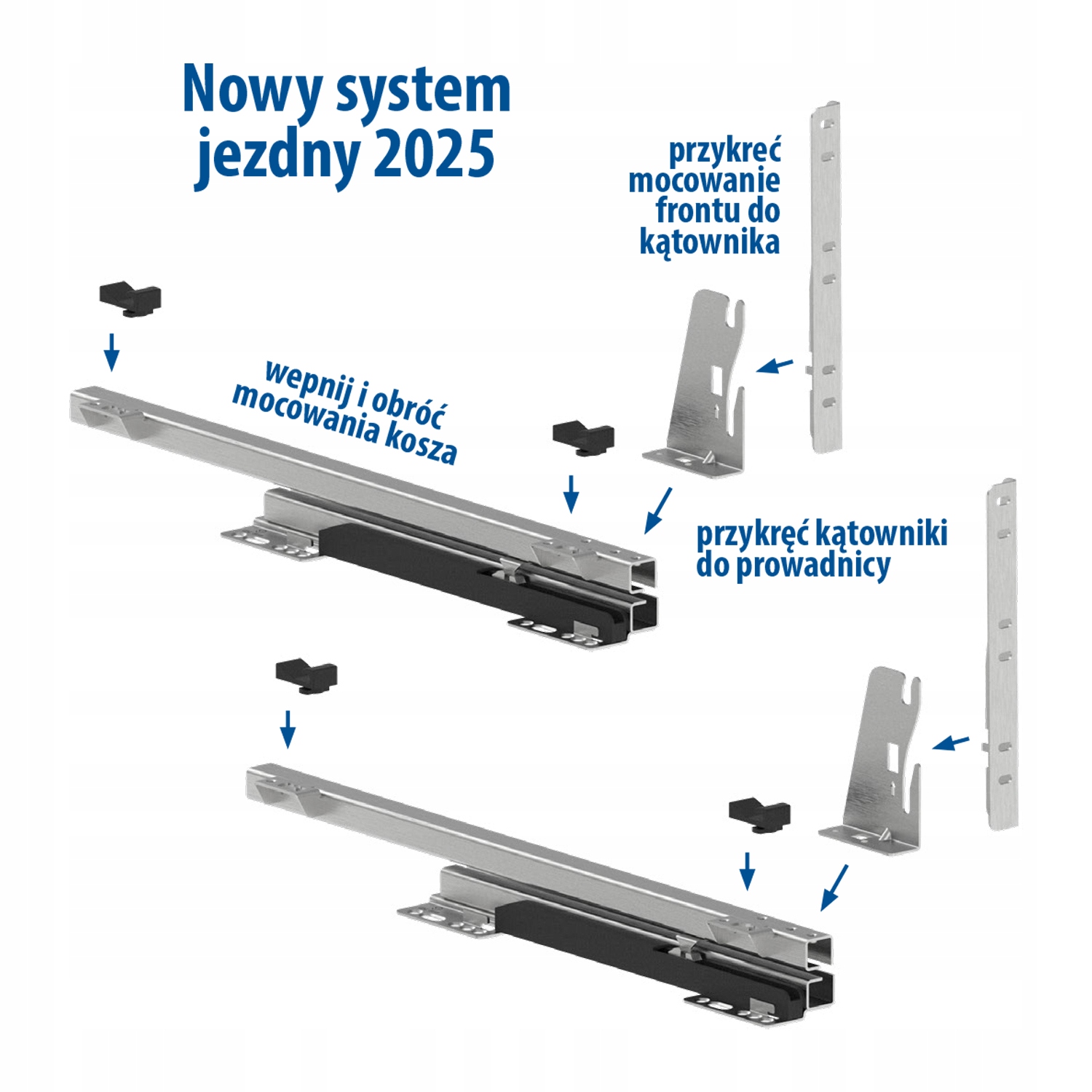 Kosz cargo 50cm 2p. 500 z systemem jezdnym cichy domyk Variant Multi REJS Rodzaj niski