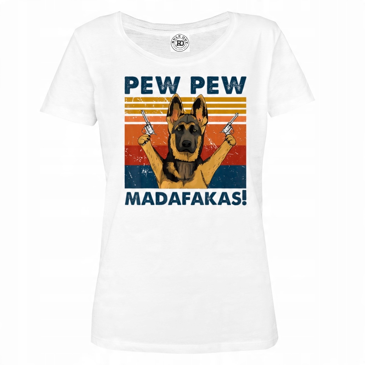 

Damska Koszulka Pies Pew Pew Madafakas