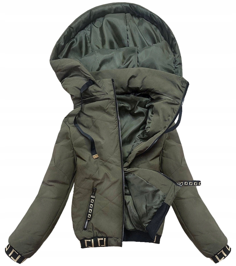 Bunda S Ozdobnými Lemami B8098 Khaki XL (42)