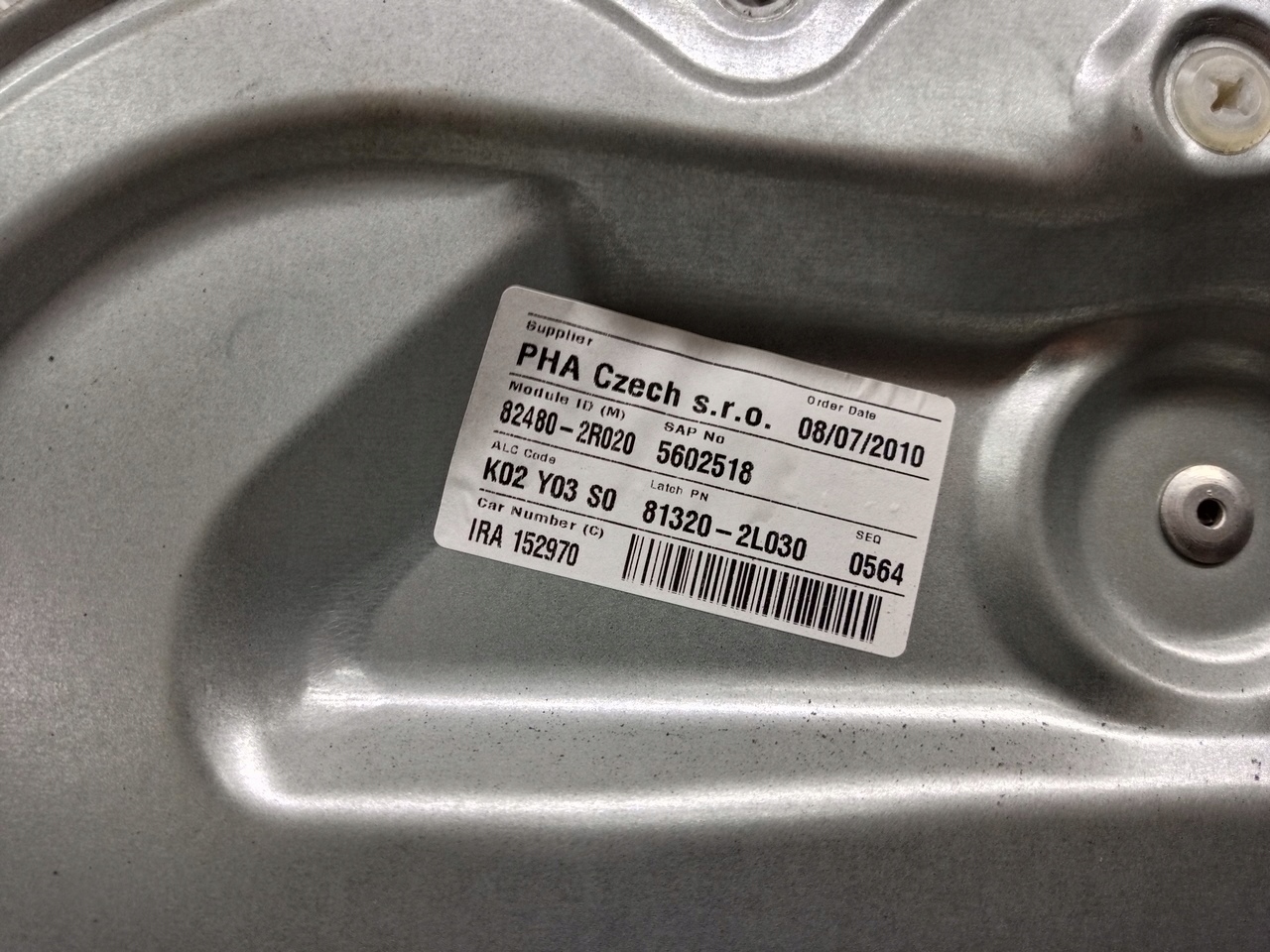 mechanism windows right front HYUNDAI I30 and 1.6 CRDI 82480-2R020