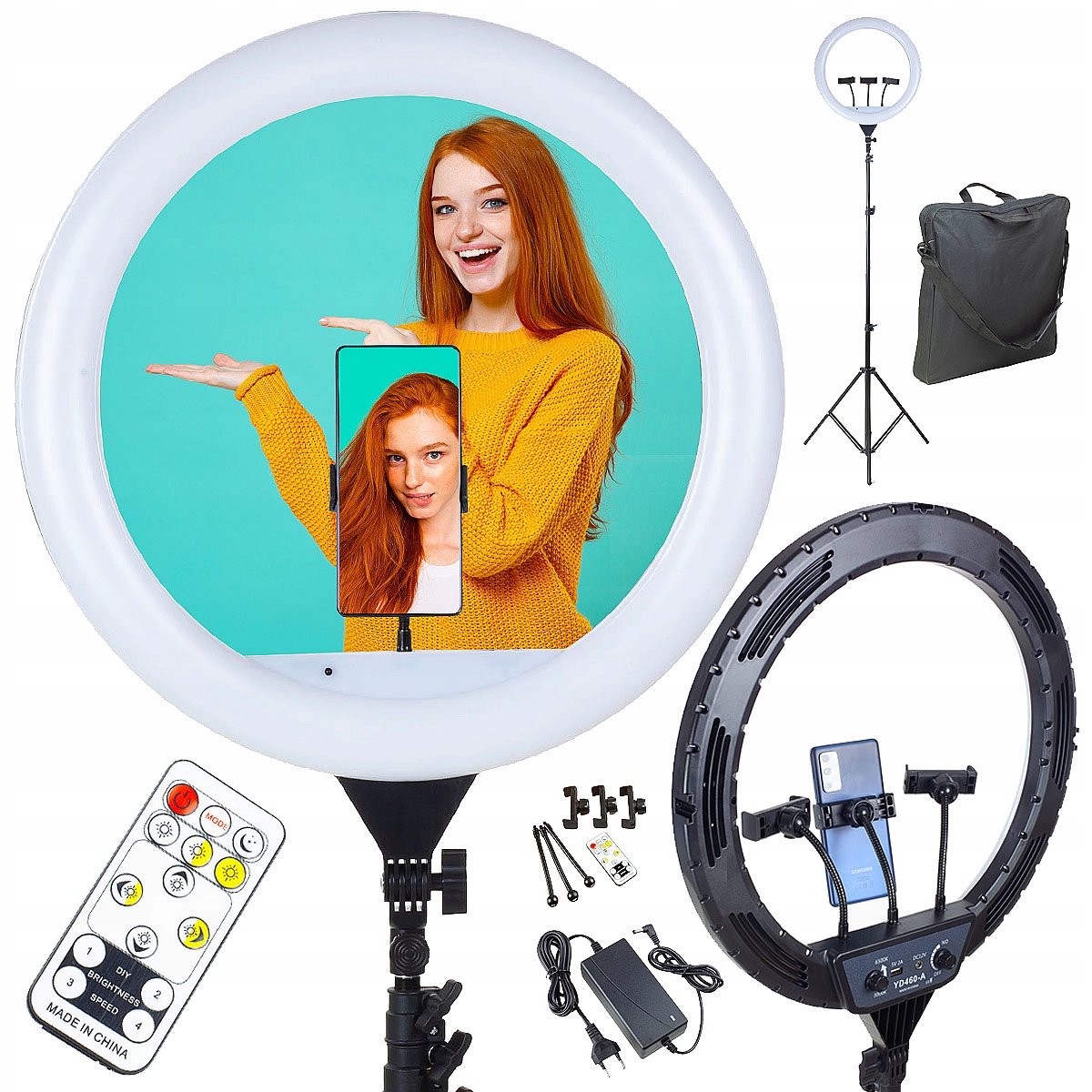 

Lampa Pierścieniowa Led +statyw +pilot +uchwyty