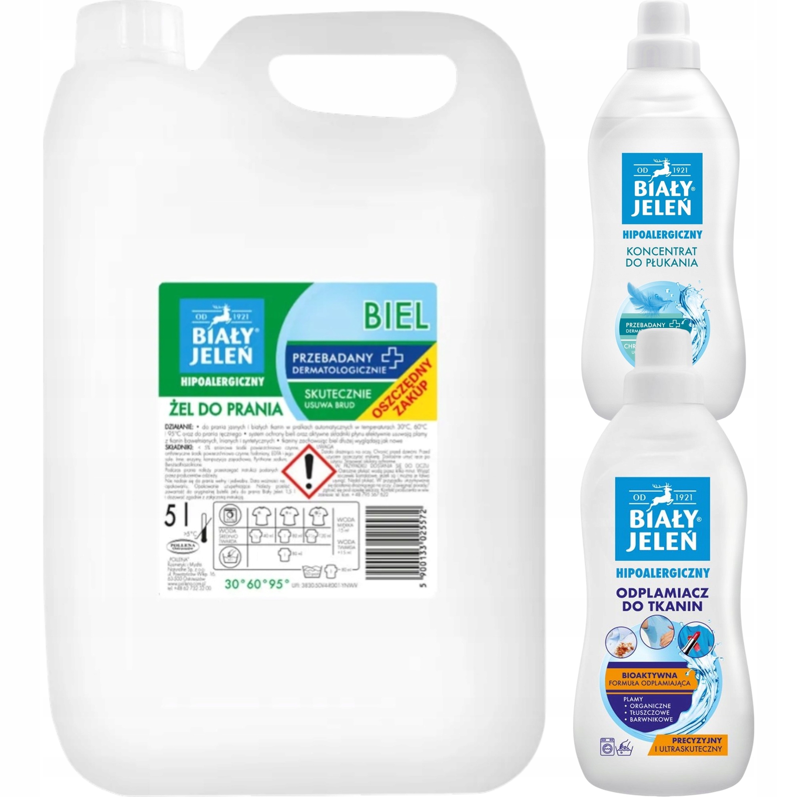 Levně Biały Jeleń – sada na praní bílá 5 l odstraňovač skvrn tekutina