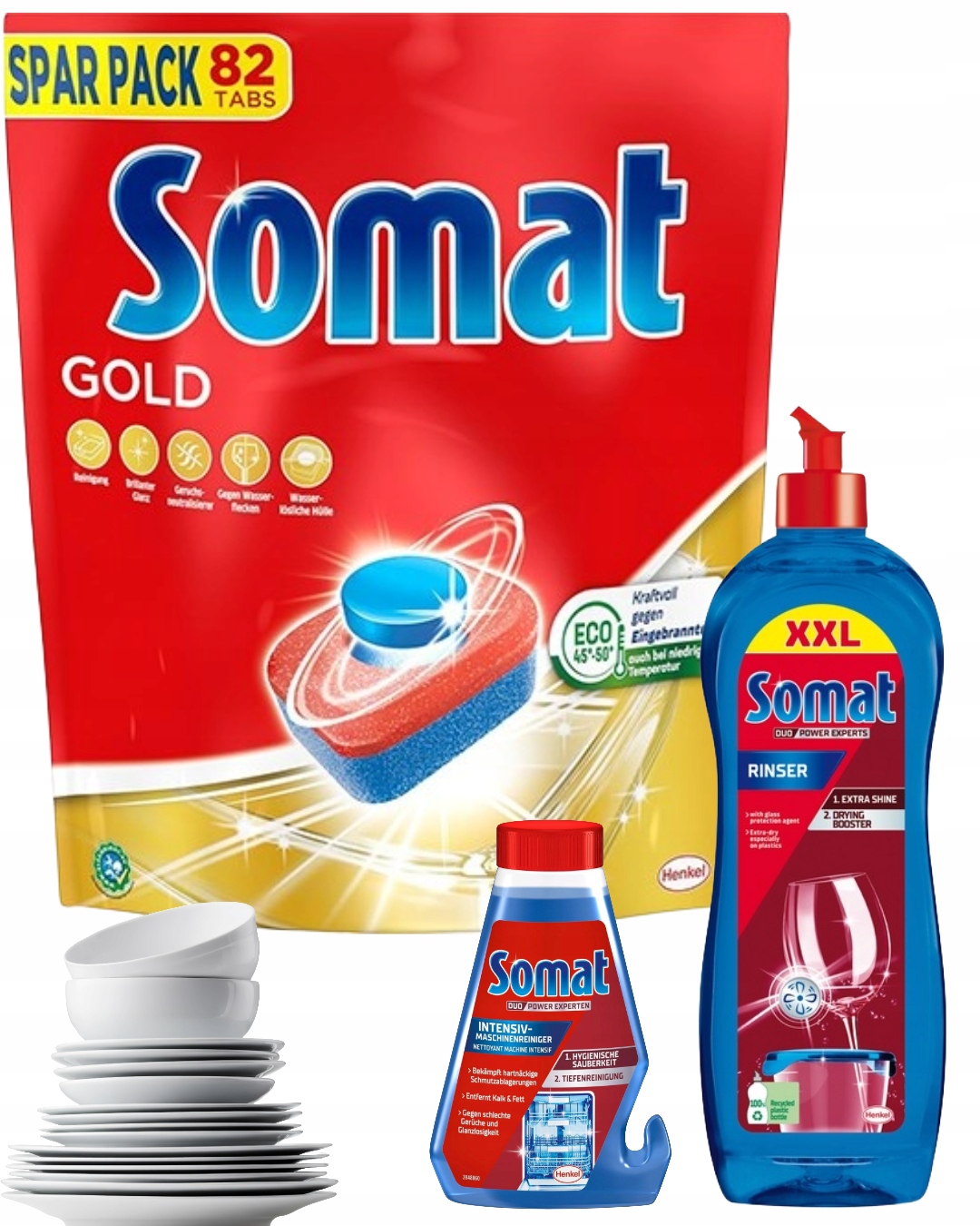 Somat Zestaw do zmywarki Tabletki Gold nabłyszczacz 750ml +czyścik 250ml
