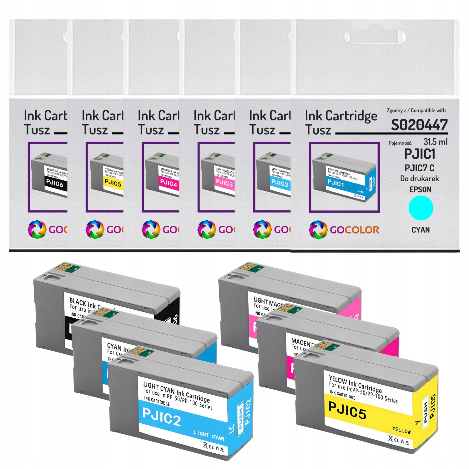 Nowy 6x Tusz Pjic PJIC7 zestaw do Epson Discproducer PP100 PP50 Bd