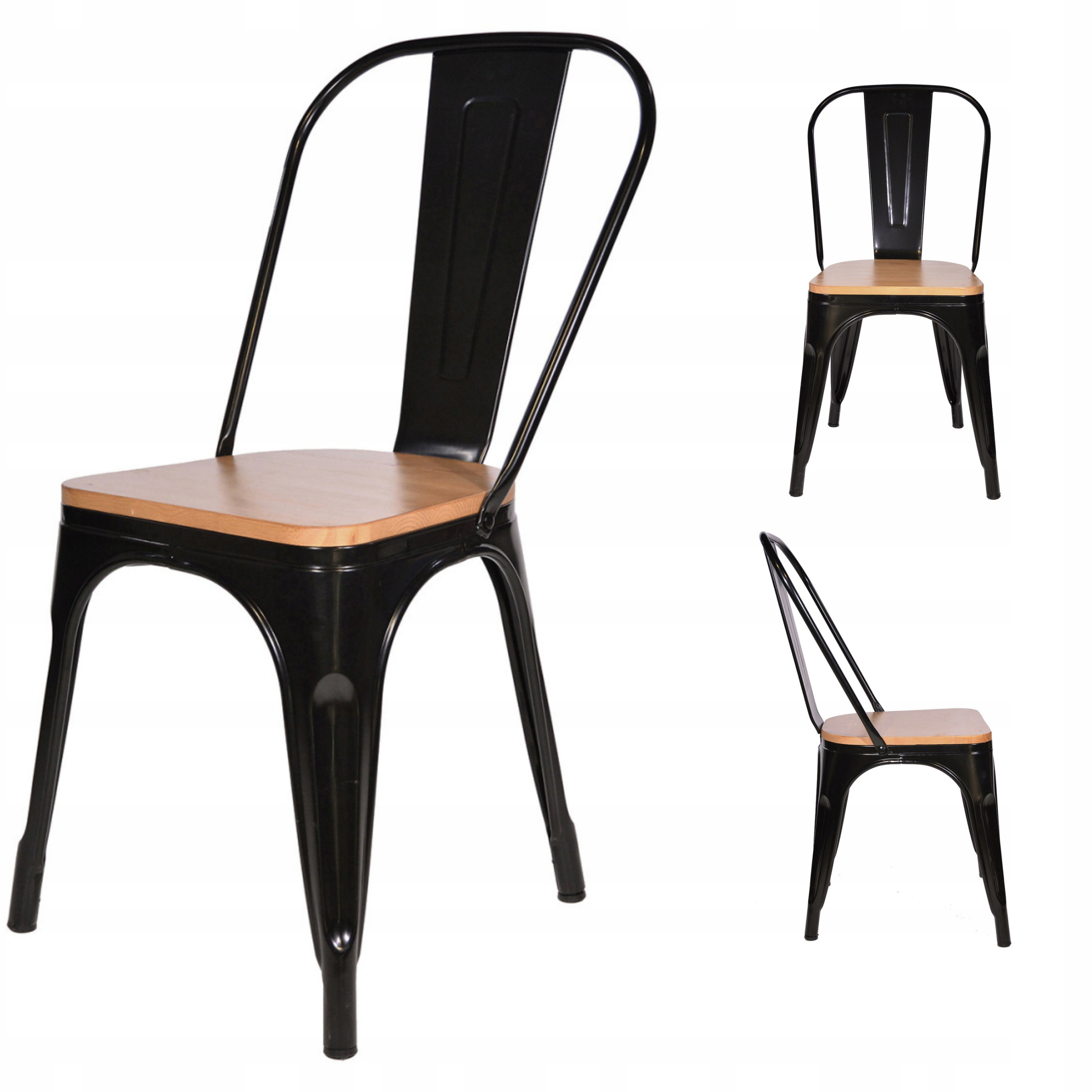 Krzesło Metalowe Czarne Loft Corsica Nero Pine Do Jadalni Kuchni Lugano
