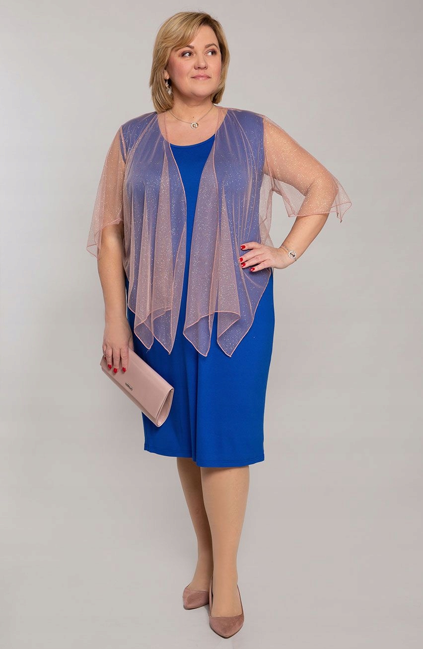 Pudrowa narzutka z brokatem UNI. Wzór dominujący bez wzoru