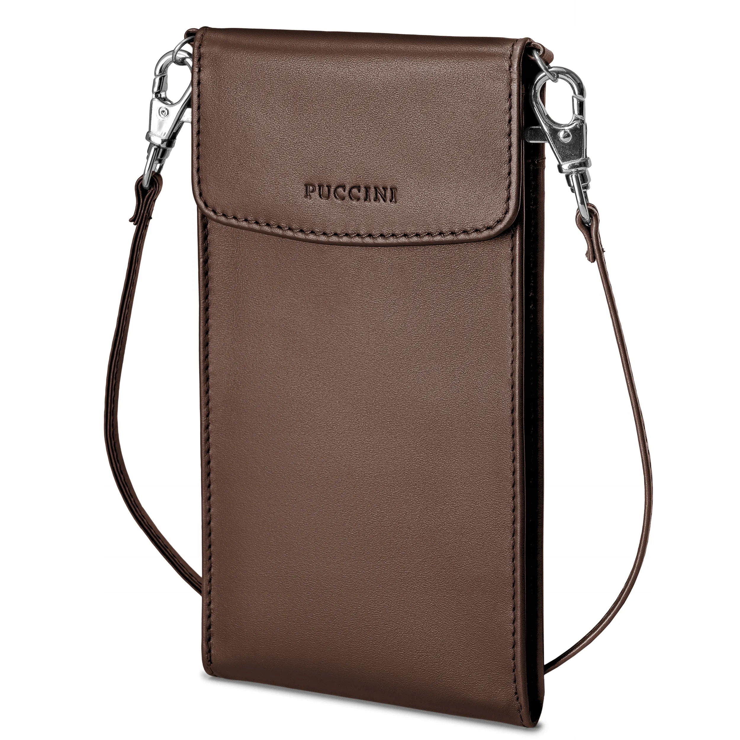 Dámská kožená kabelka na telefon Crossbody Hnědá Puccini VC92525-2