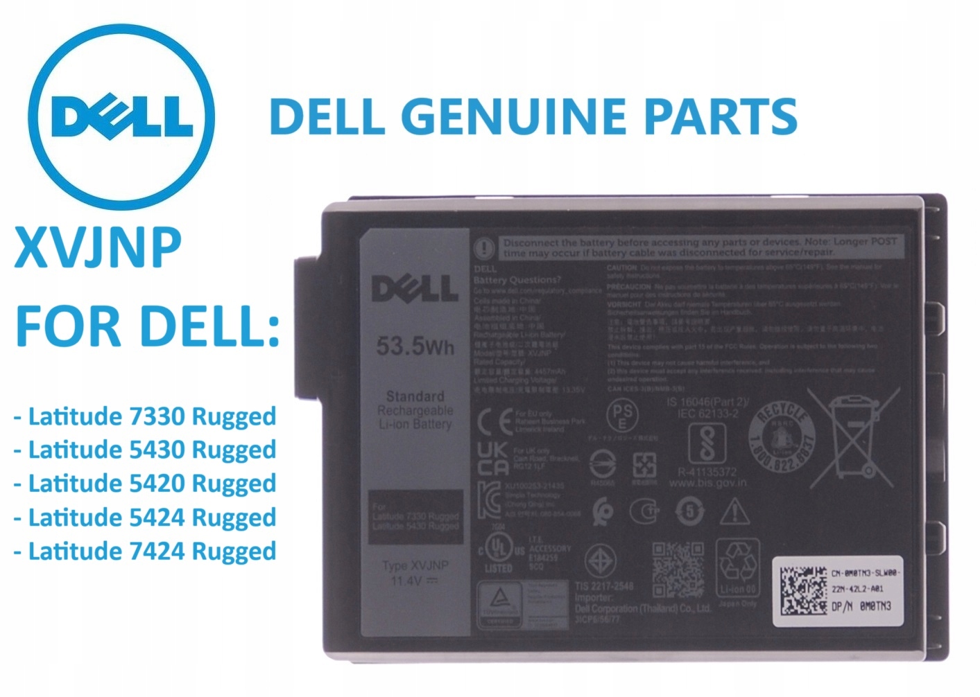 Baterie Dell Latitude Rugged 5420 5424 7424 Originální, Nová Dpn Xvjnp