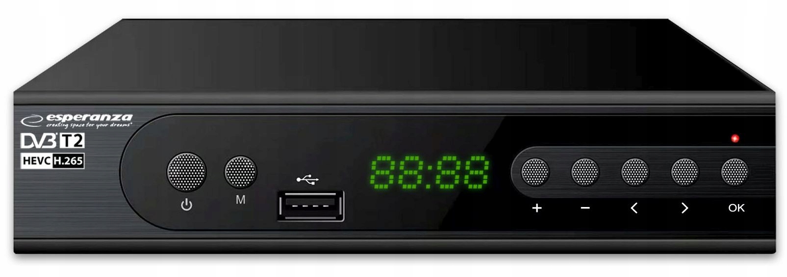 Tuner dekoder cyfrowy TV HD DVB-T2 HDMI H.265 HEVC + Antena + Baterie Standard kodowania H.265/HEVC
