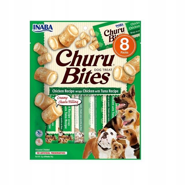 Levně Inaba Churu Bite Kuřecí rolky s kuřecím a tuňákem pro psy 8x12g