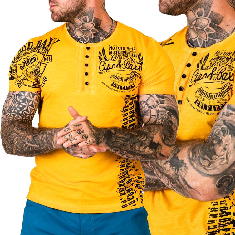 Tričko Cipo Baxx Tričko Pánské Bavlněné Elastické Knoflíky