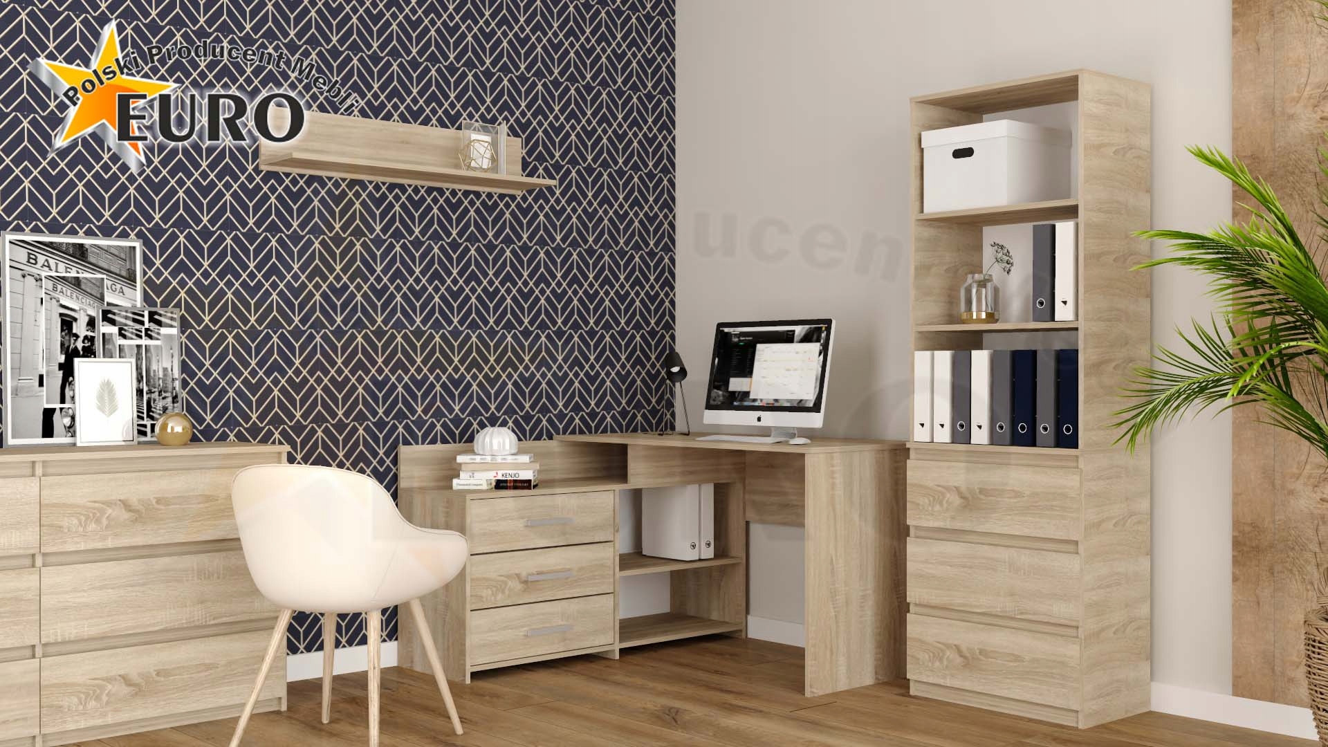 Biurko narożne Rafał sonoma Wysokość mebla 74.8 cm