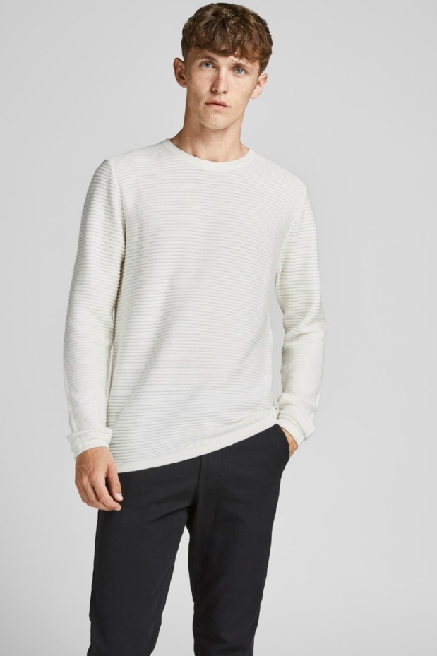 JACK&JONES SWETER WIND Z FAKTURĄ PASKI XL RBA