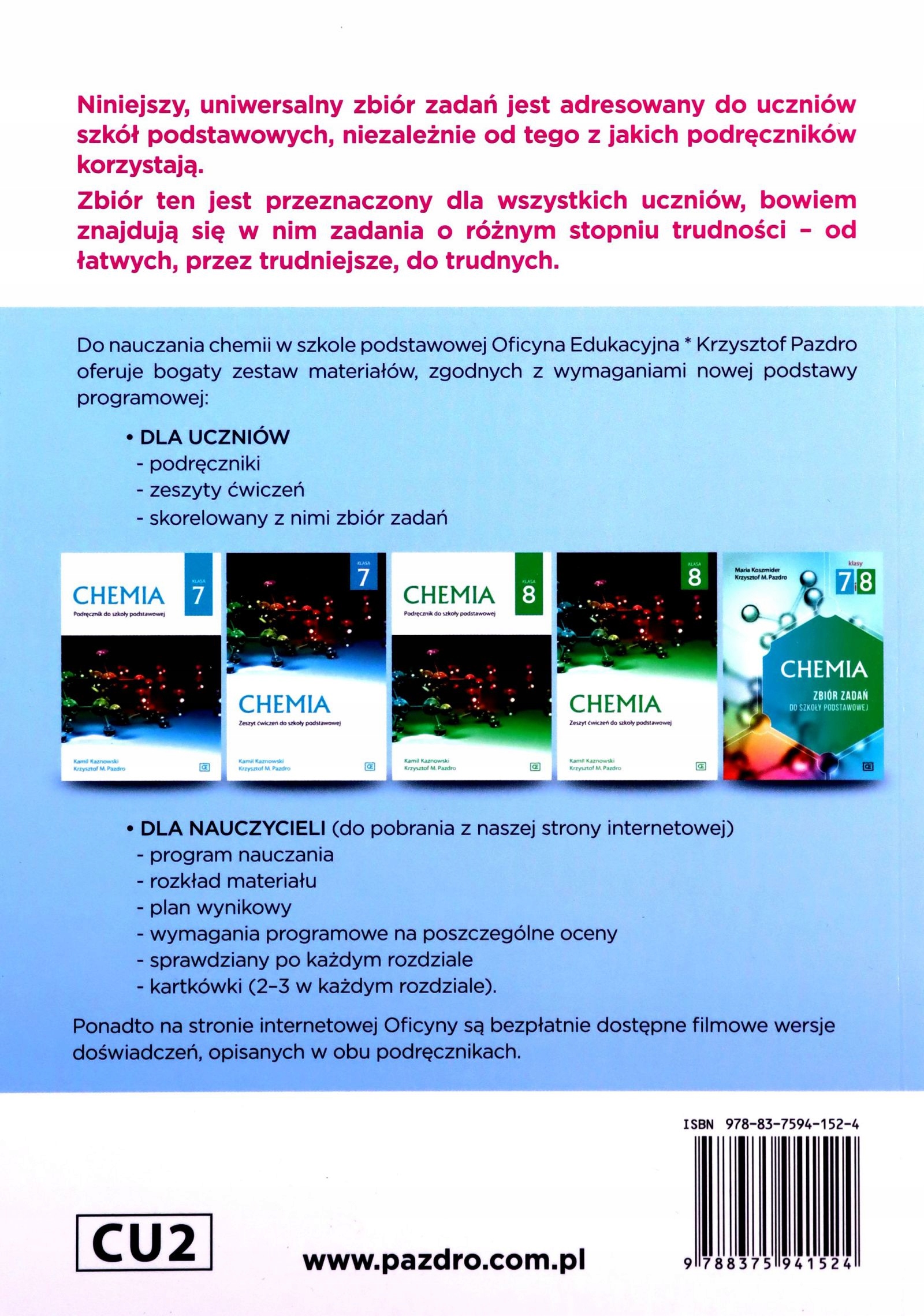 CHEMIA W SZKOLE PODSTAWOWEJ. 900 ZADAŃ [KSIĄŻKA] Stan opakowania oryginalne