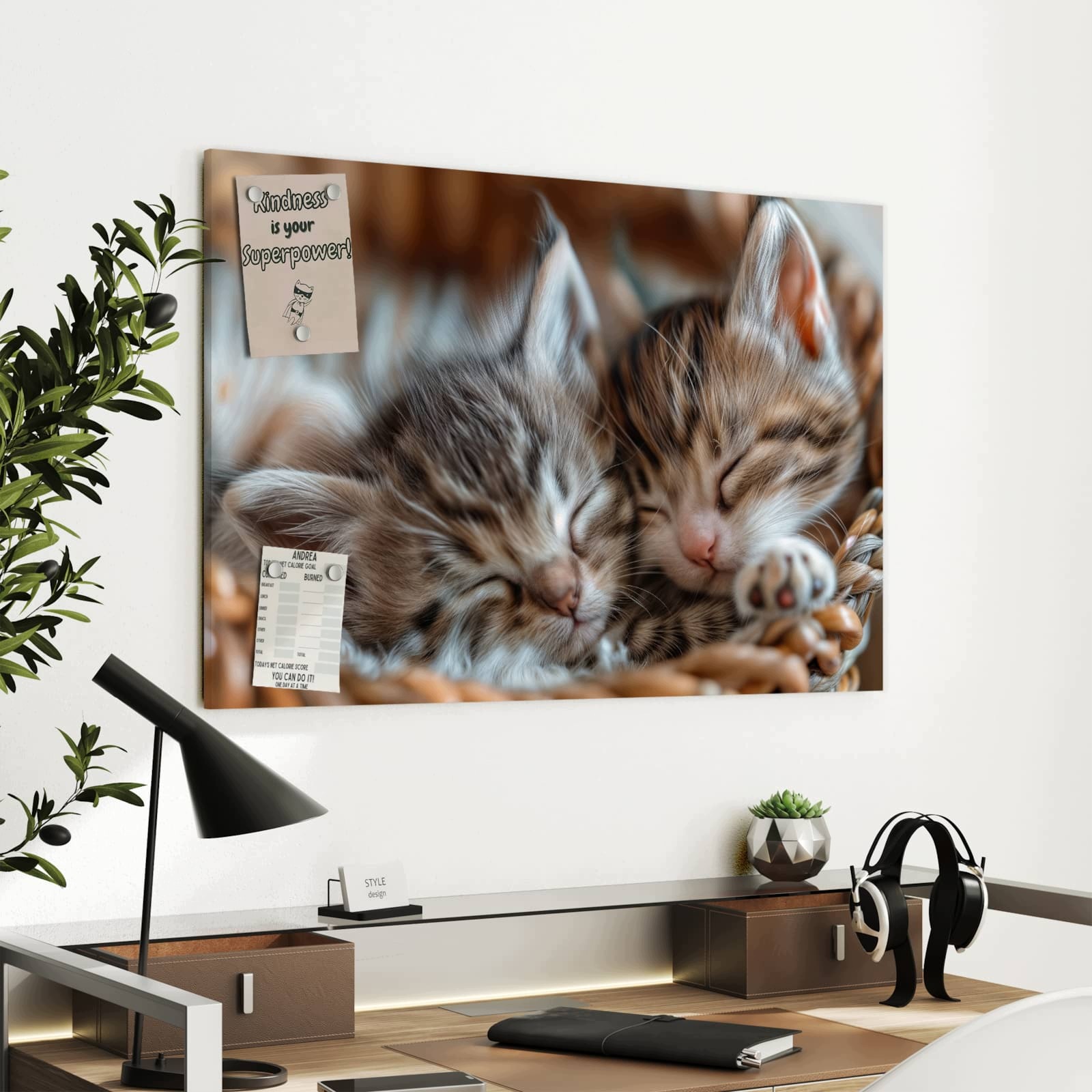 Magnetická tabule Spokojny Špioucy Koťátko 90 × 60 cm