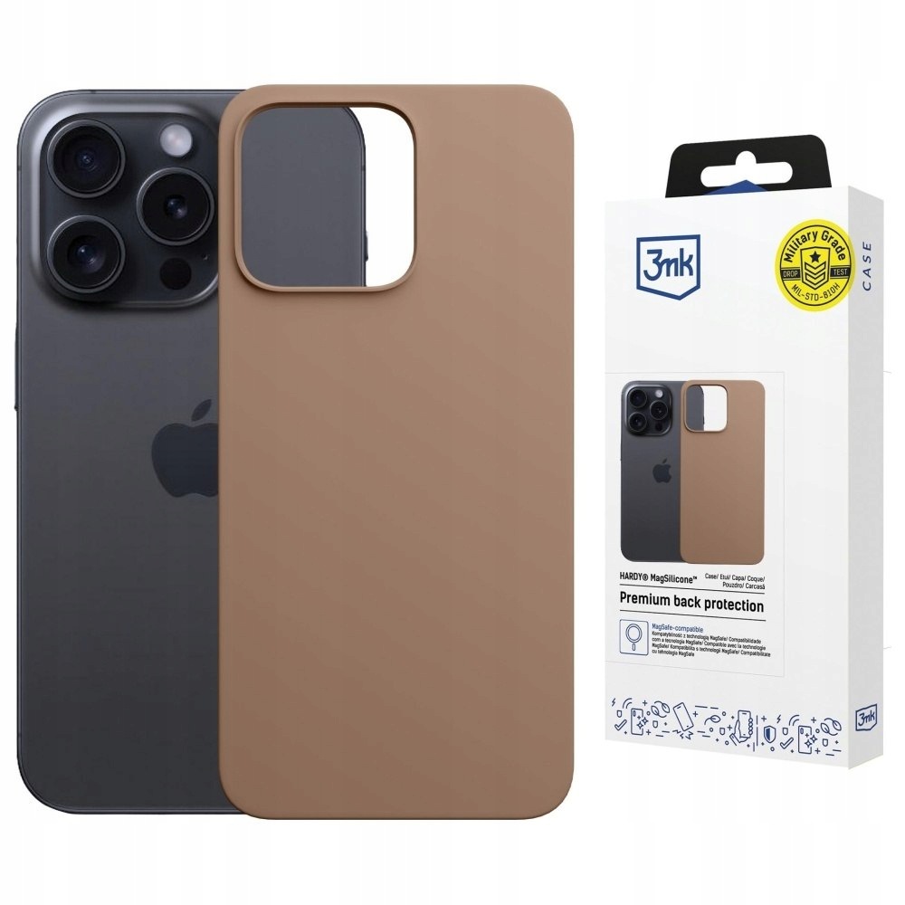 Etui 3MK Hardy MagSilicone do Apple iPhone 15 Pro ciemnozłoty