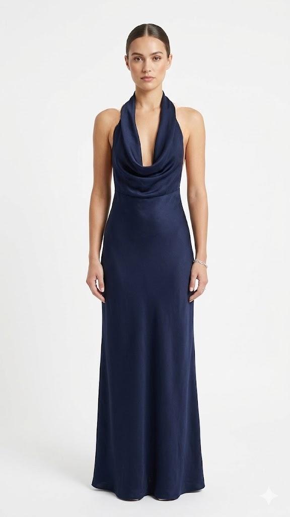 Fame Tmavě Modrá Šaty S Splývavým Límcem M Opa