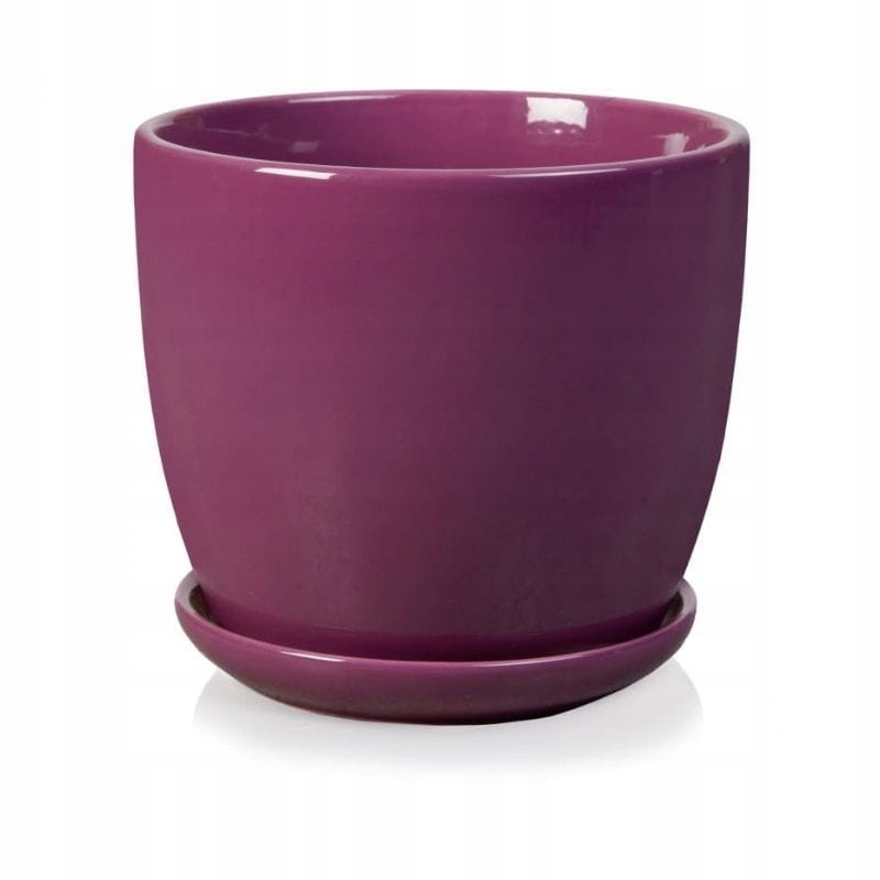

Fioletowa doniczka ceramiczna z podstawką 13 cm