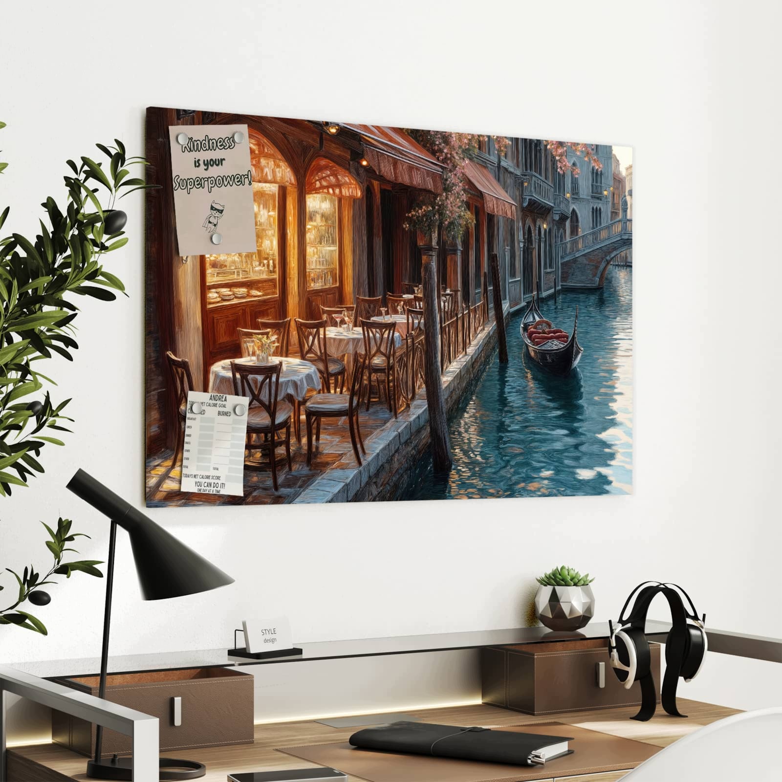 Magnetická tabule Západ slunce Benátky 90 × 60 cm
