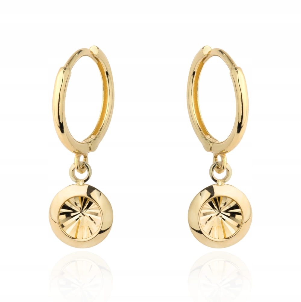 Náušnice zlaté závěsné 585 Kolečko s diamantováním 1.5 g Lesklé na Kreolu