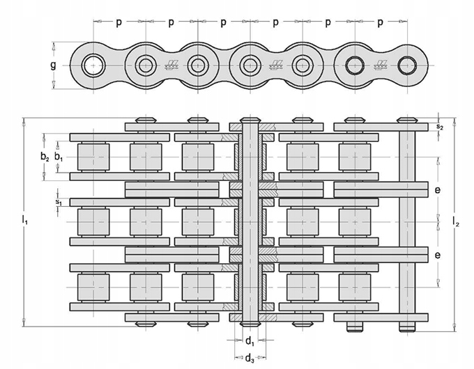Łańcuch rolkowy napędowy 06B-3 3/8" RETEZY VAMBERK - Rolka 5m - rolka 5m. Model 06B-3.RV-5M