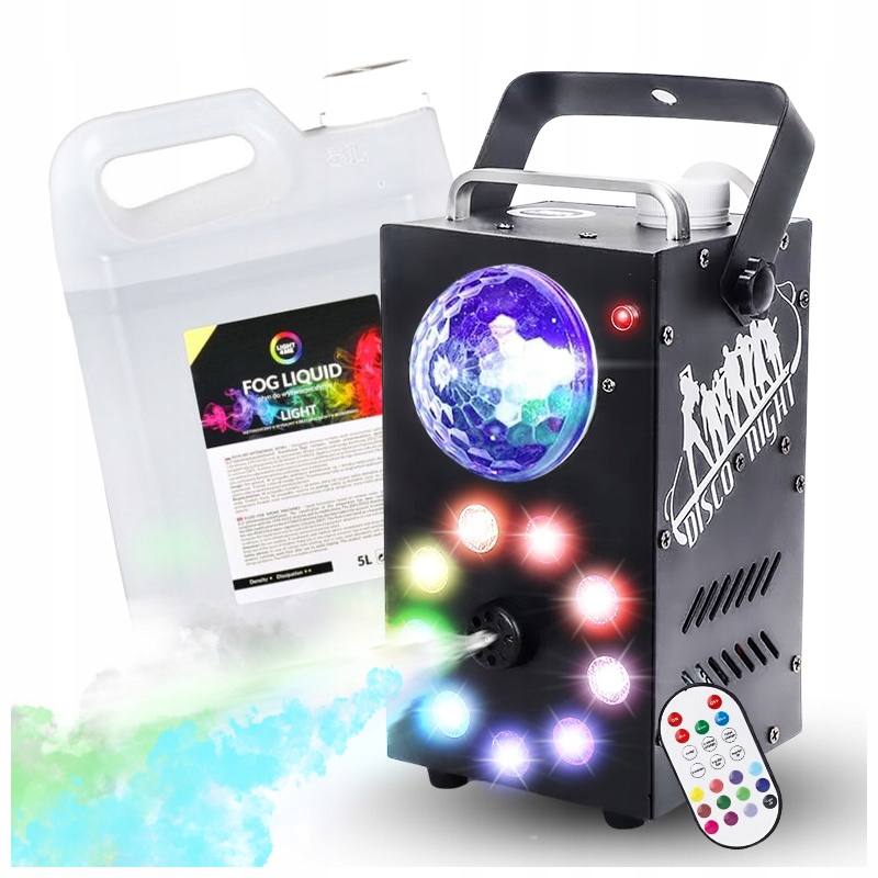 3 v 1 Výrobník Dymu Hmly Efekt 9 Rgb Diód Disco Gula Diaľkové Ovládanie