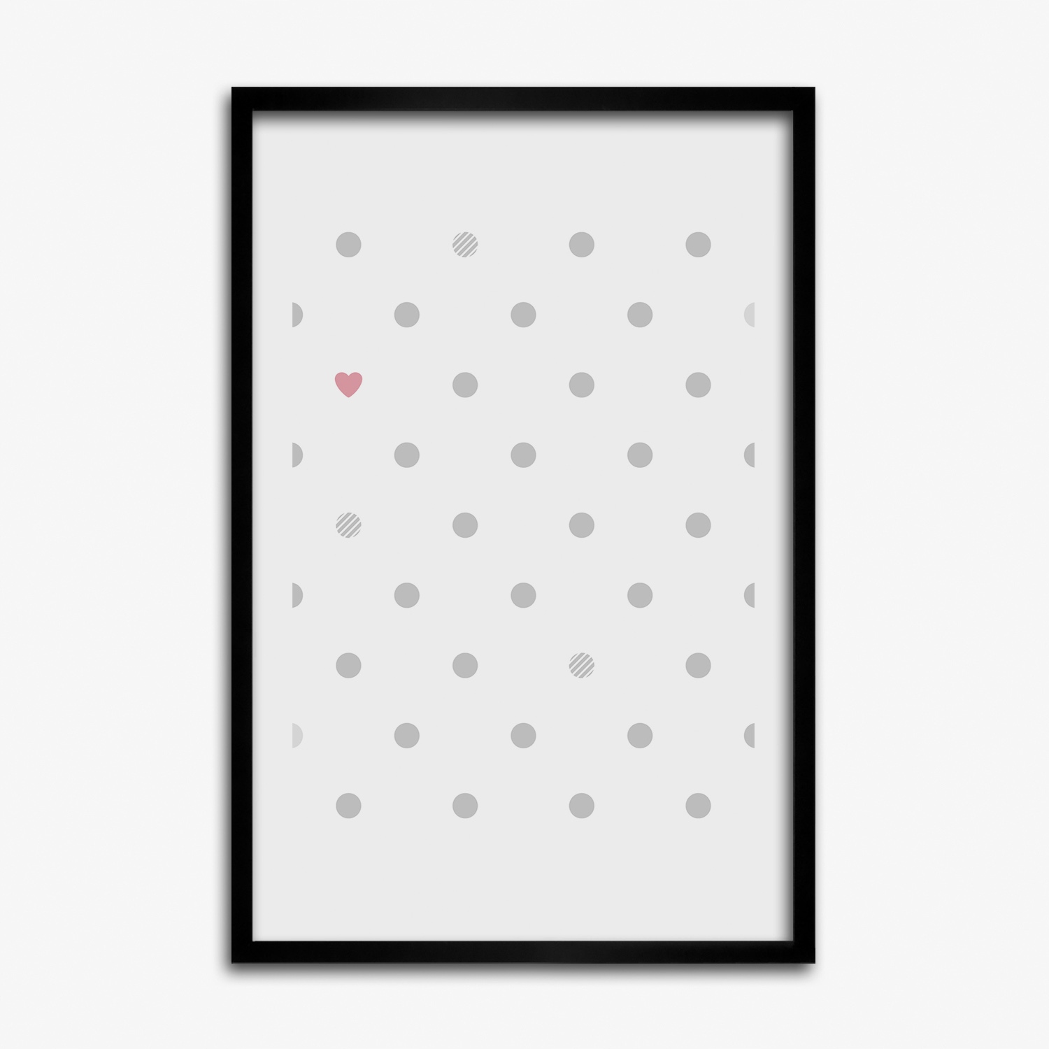 Obraz s rámečkem do obývacího pokoje Puntíky a srdce 40x60 cm