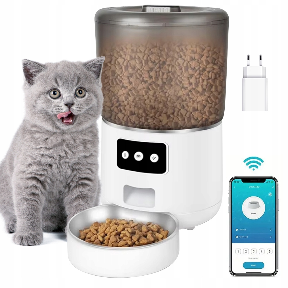 Levně Automatický Podavač Krmiva 4L S Nouzovým Napájením Pro Psa Kočku WiFi