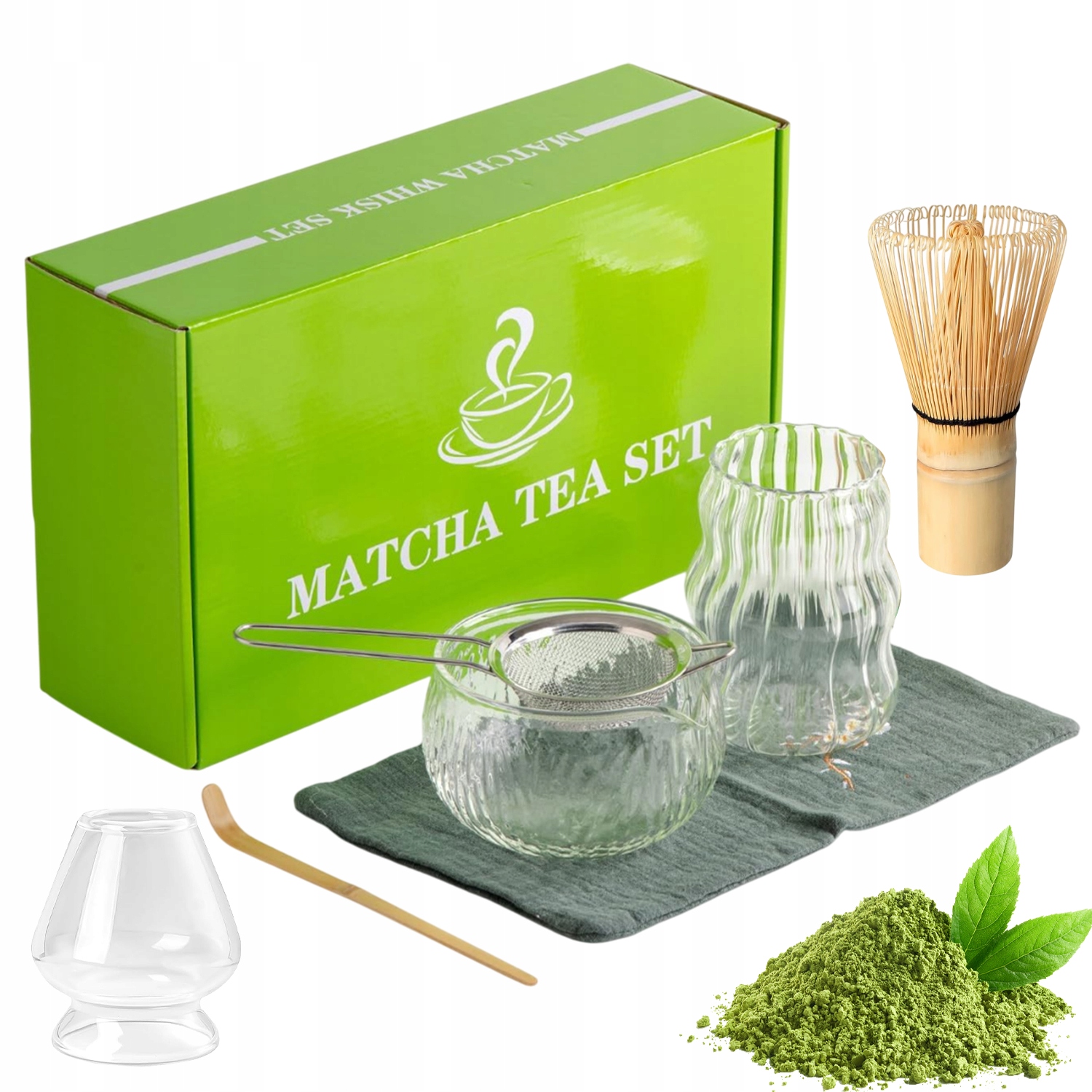 Tradiční Sada Na Vaření Matcha Bambusová Šlehací Skleněná Metla
