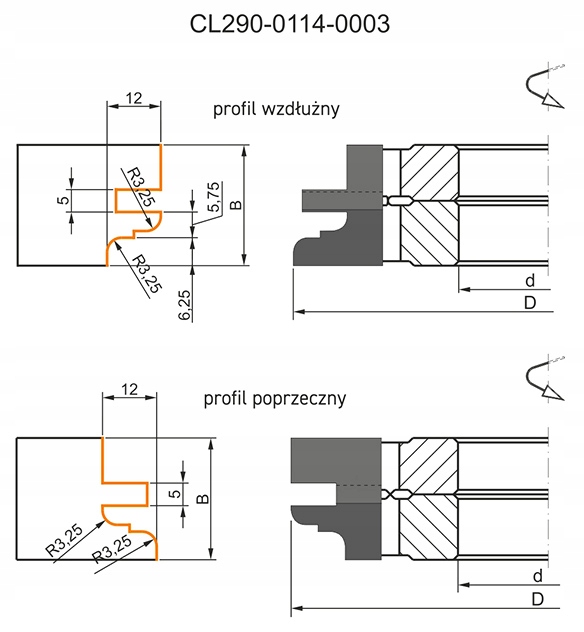 Zestaw frezów do drzwi meblowych Z=4 114x40x22-27 Marka Globus