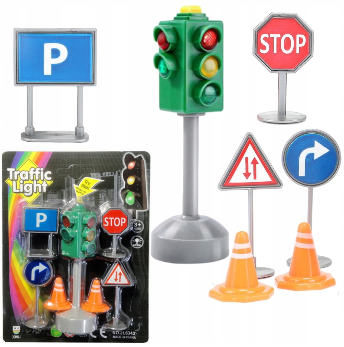 ZESTAW EDUKACYJNY SYGNALIZATOR ŚWIETLNY + ZNAKI DROGOWE