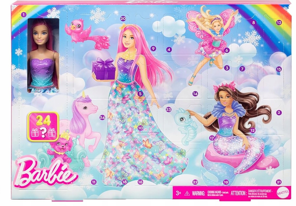 Адвент-календарь Barbie Dreamtopia, кукла 3 в 1 и 24 аксессуара, от 4 лет