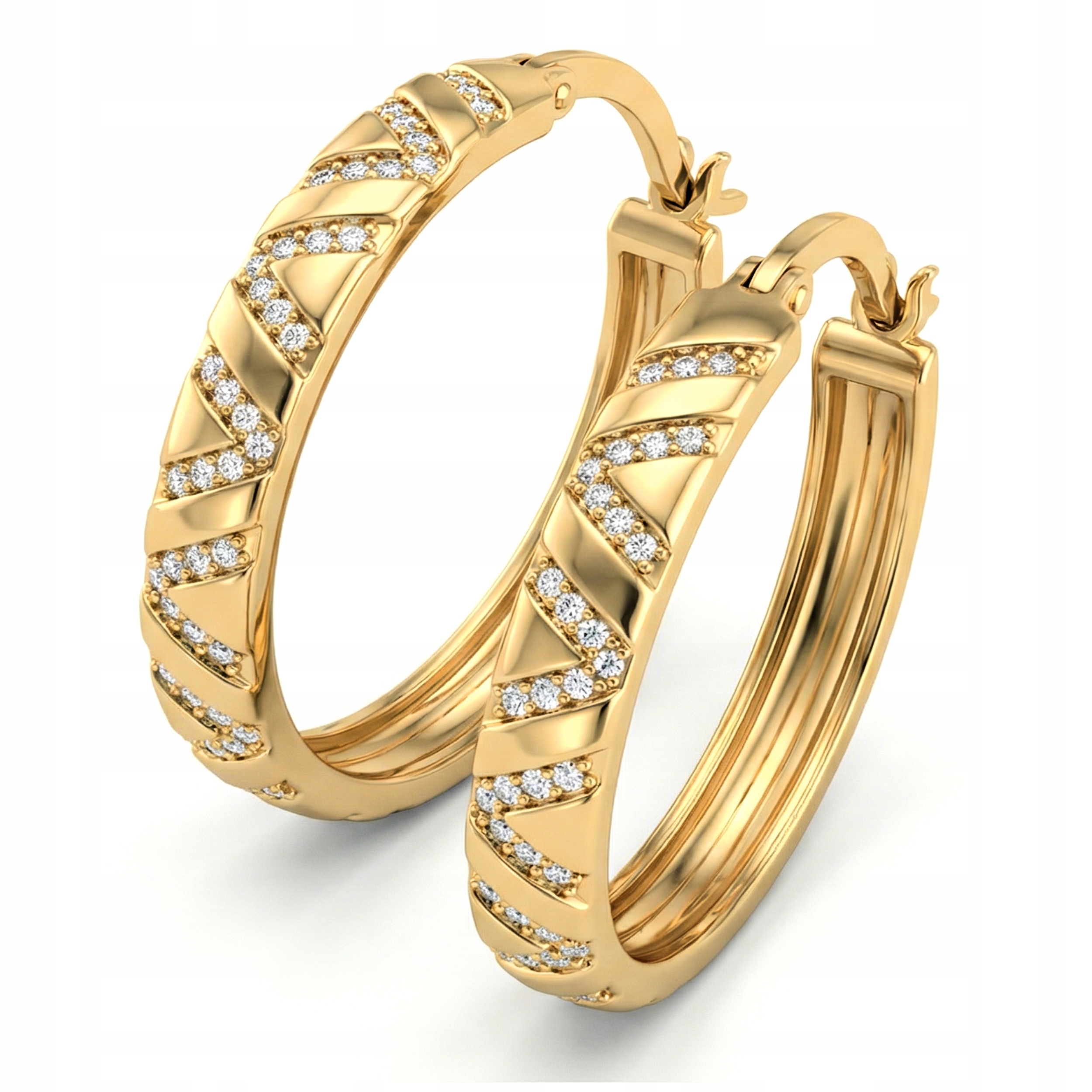 Złote kolczyki 925 Duże Koła z Cyrkoniami Wspaniałe Złocone dla Kobiety