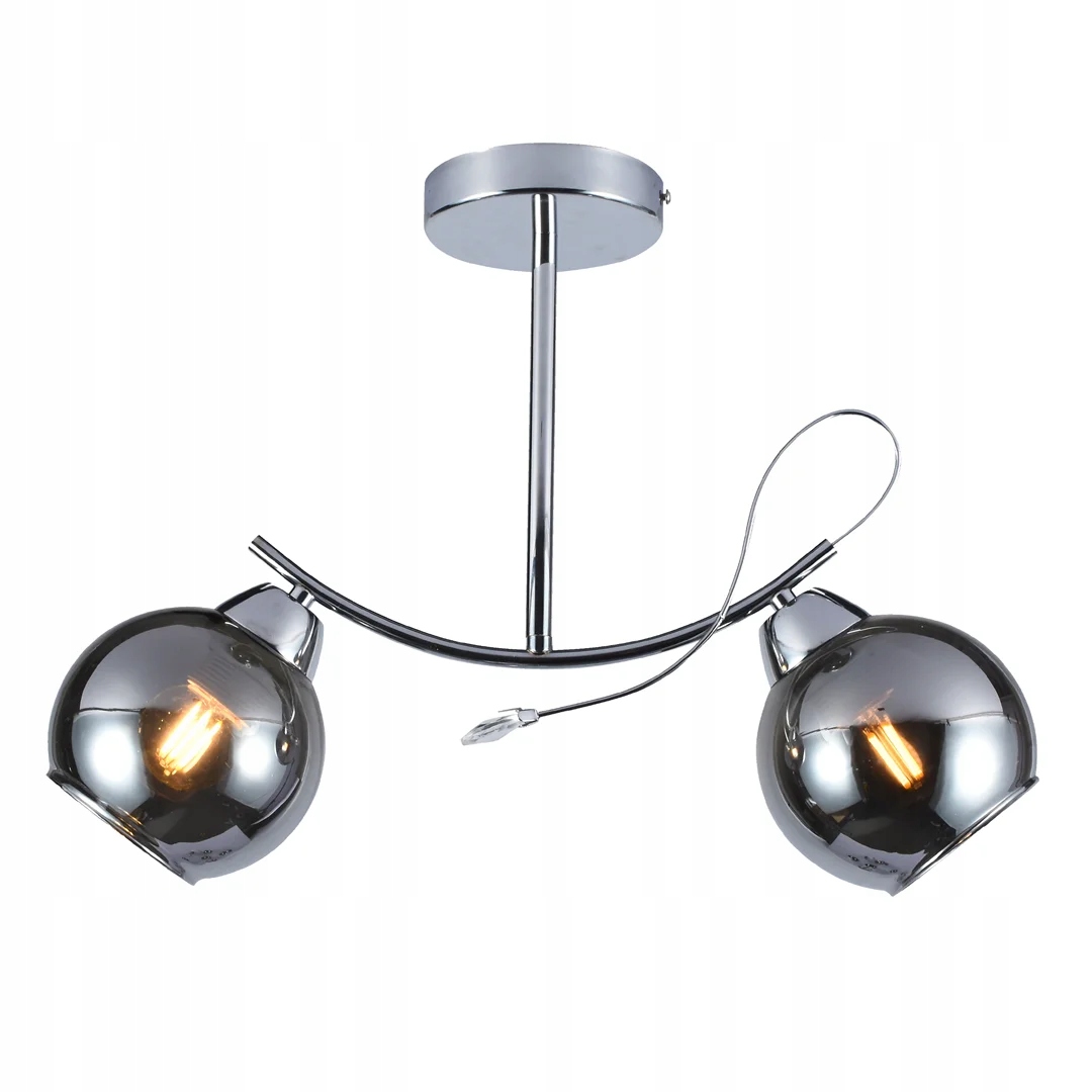 Stropní svítidlo dvojitá chromovaná skleněná kouřová stínidla nad stůl 2 body Milagro