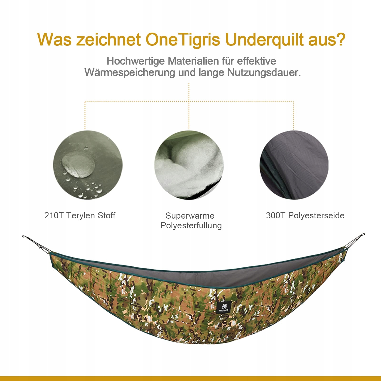 ONETIGRIS Hideout Mata Pod Hamak Ocieplacz Ultralekki 280x120cm Camo — miniatura 4