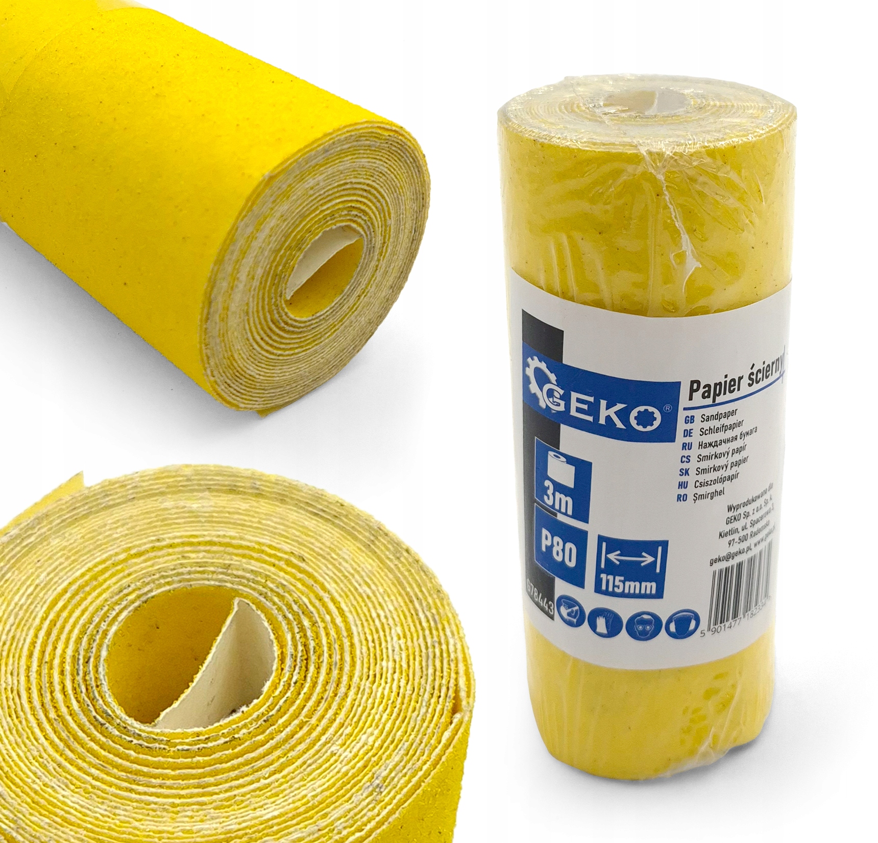 Papier ścierny rolka 115mm x 3m P80 Uniwersalny Płótno papieru ściernego