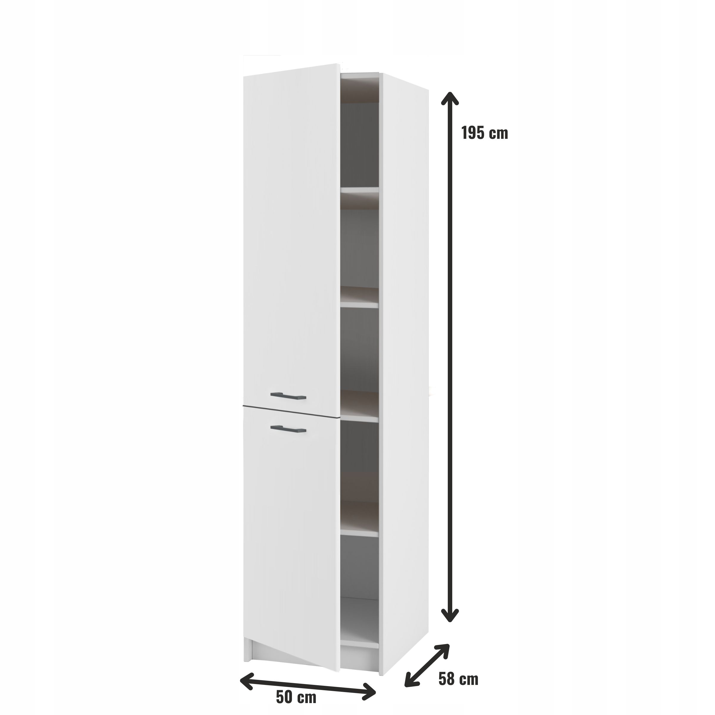 Szafka Słupek Kuchenna Stojąca Dolna Biel Mat do Zestawów z Płyty 50 CM EAN (GTIN) 5907587539549