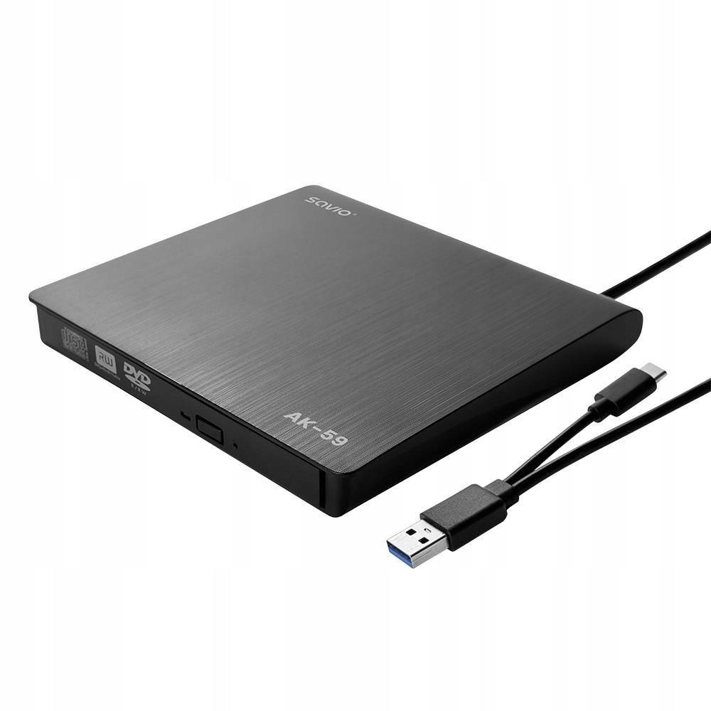 Zewnętrzna nagrywarka typu Slim CD/DVD R/rw, Usb-c/usb-a, AK-59