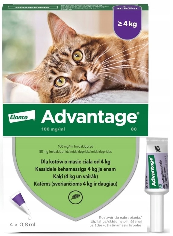 Advantage preparat na pchły dla kota od 4 kg 0,8ml x 4 sztuki