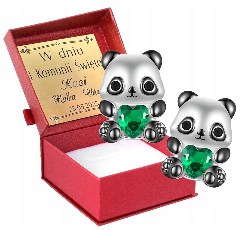 Stříbrné Náušnice Panda Gravírování Dárek na svaté přijímání, Móda Trusky