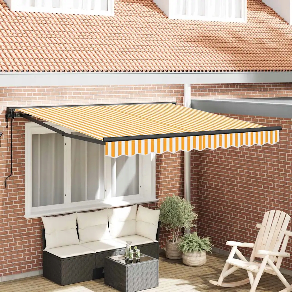 Budsorovatelné zastřešení Žlutá a bílá 300x250 cm textil Oranžová 3329928