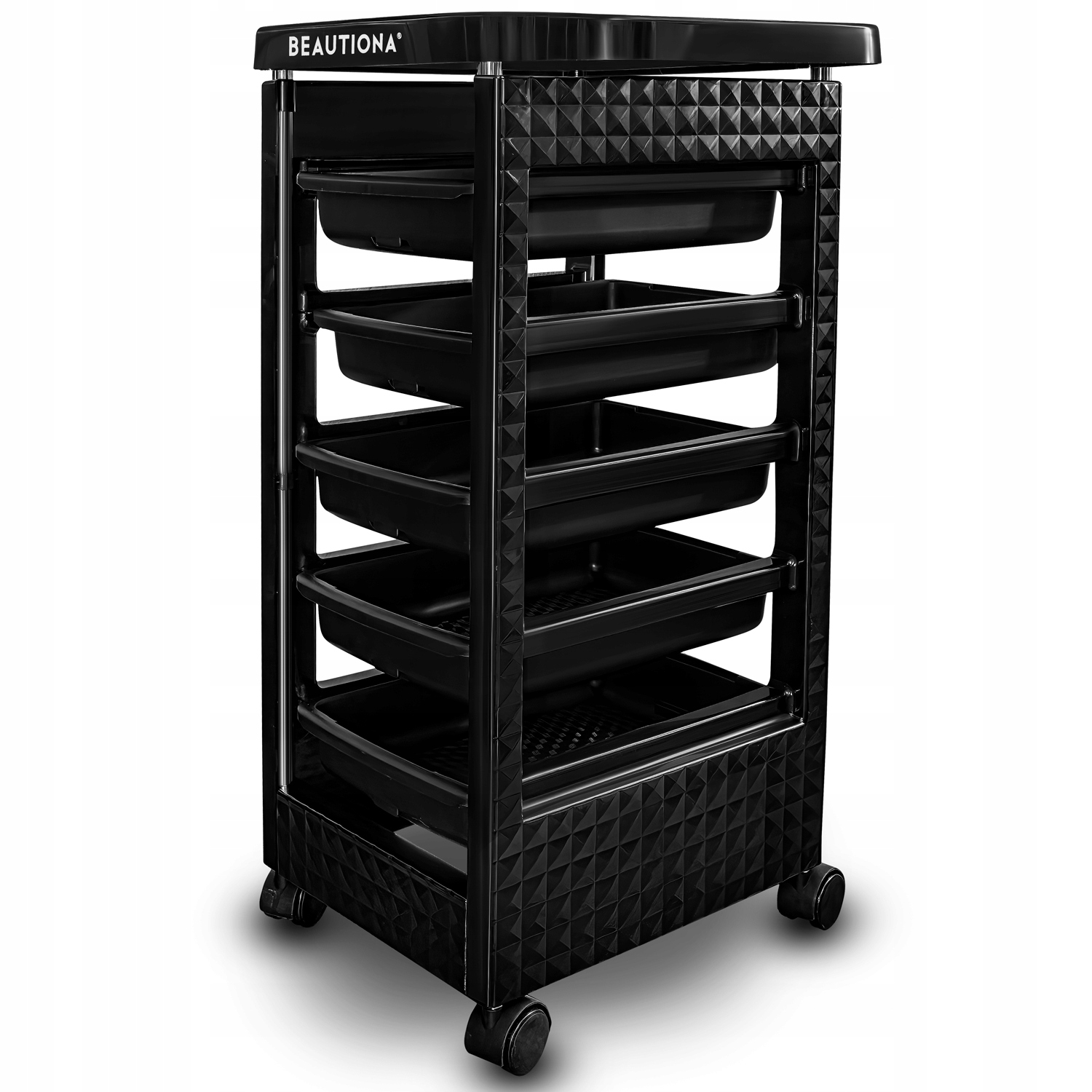 Vozík Kadeřnický Pomocník Skříňka Do Obývacího Pokoje Organizér Mobilní Regál Černý