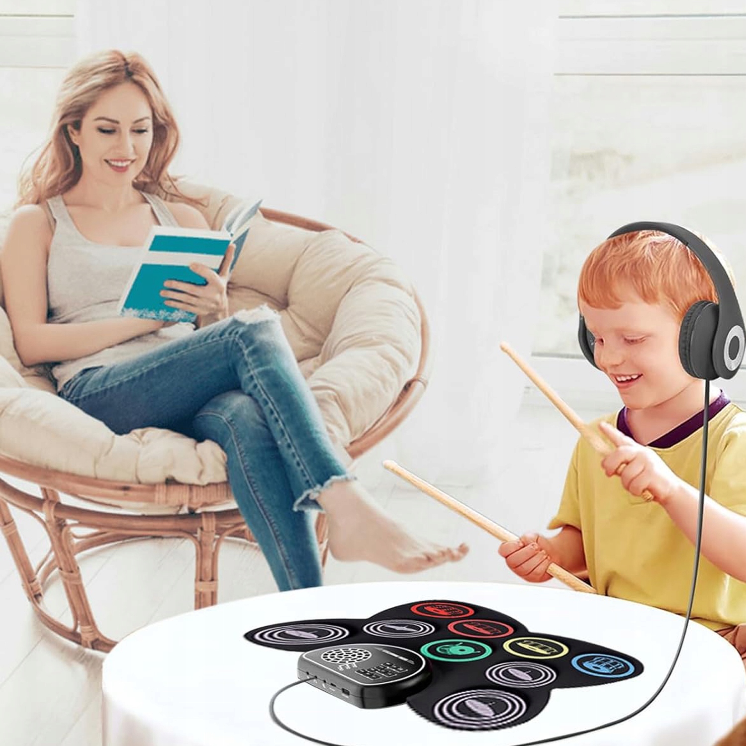 ZESTAW PERKUSYJNY ELEKTRONICZNY GNIAZDO 3,5 MM 9 PODKŁADEK GŁOŚNIK STEREO Kod producenta 6TY0474//OPH