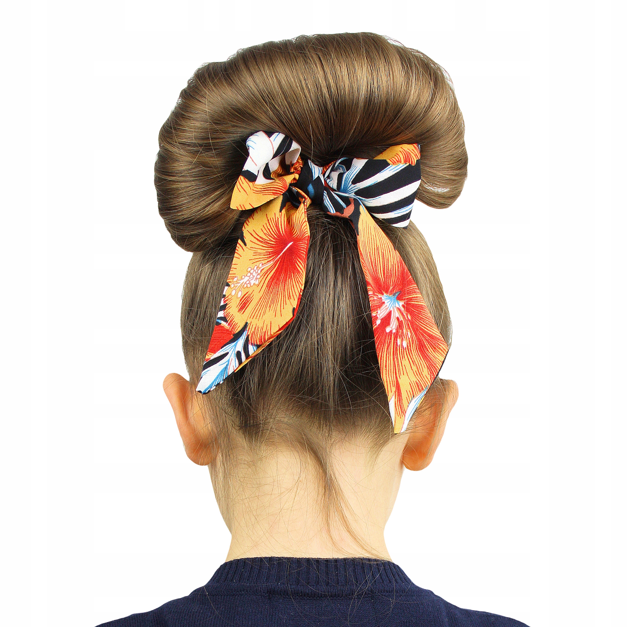 DZIECIĘCA GUMKA DO WŁOSÓW CZARNO POMARAŃCZOWA