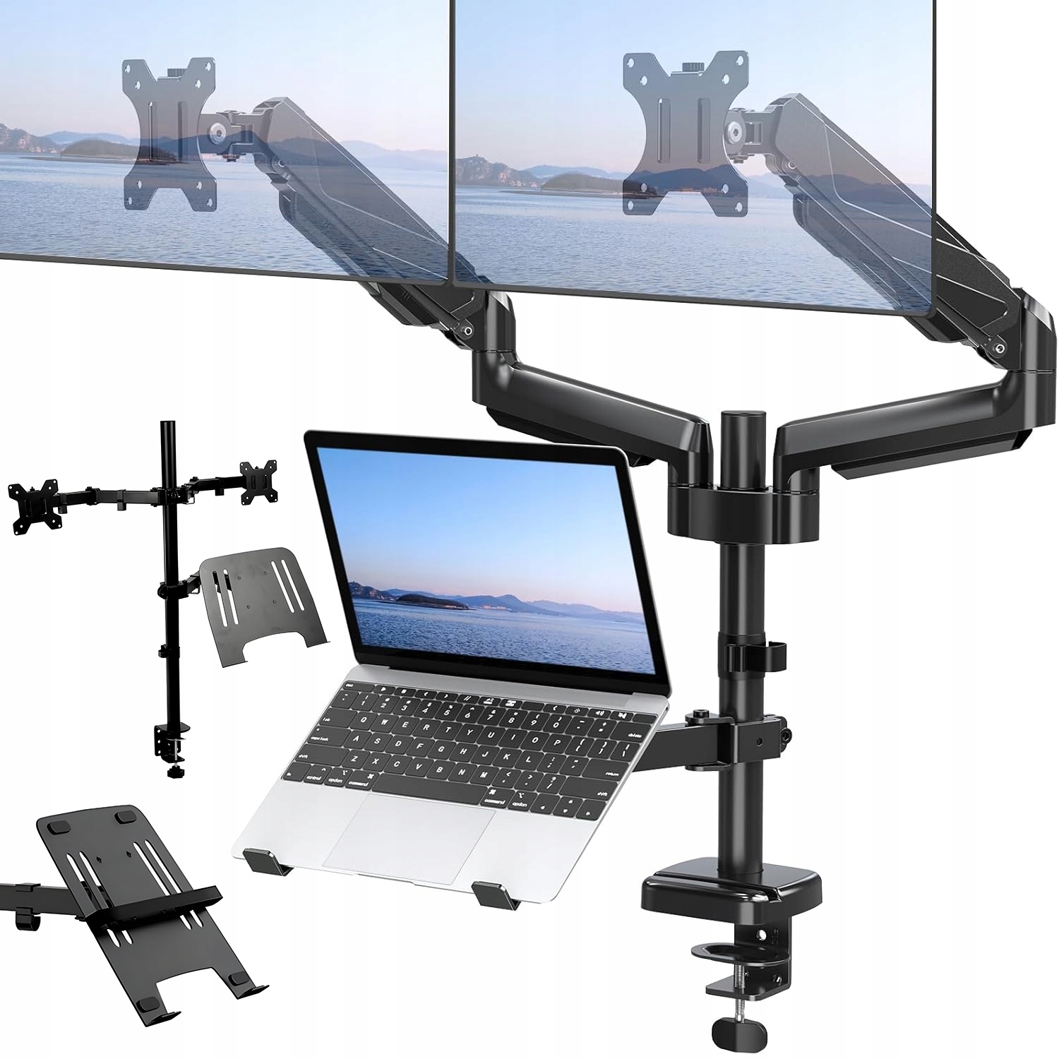 Vertikální Stolní Držák Pro 2 Monitory 17–32" Vesa 75 100 Vertikální Regulace