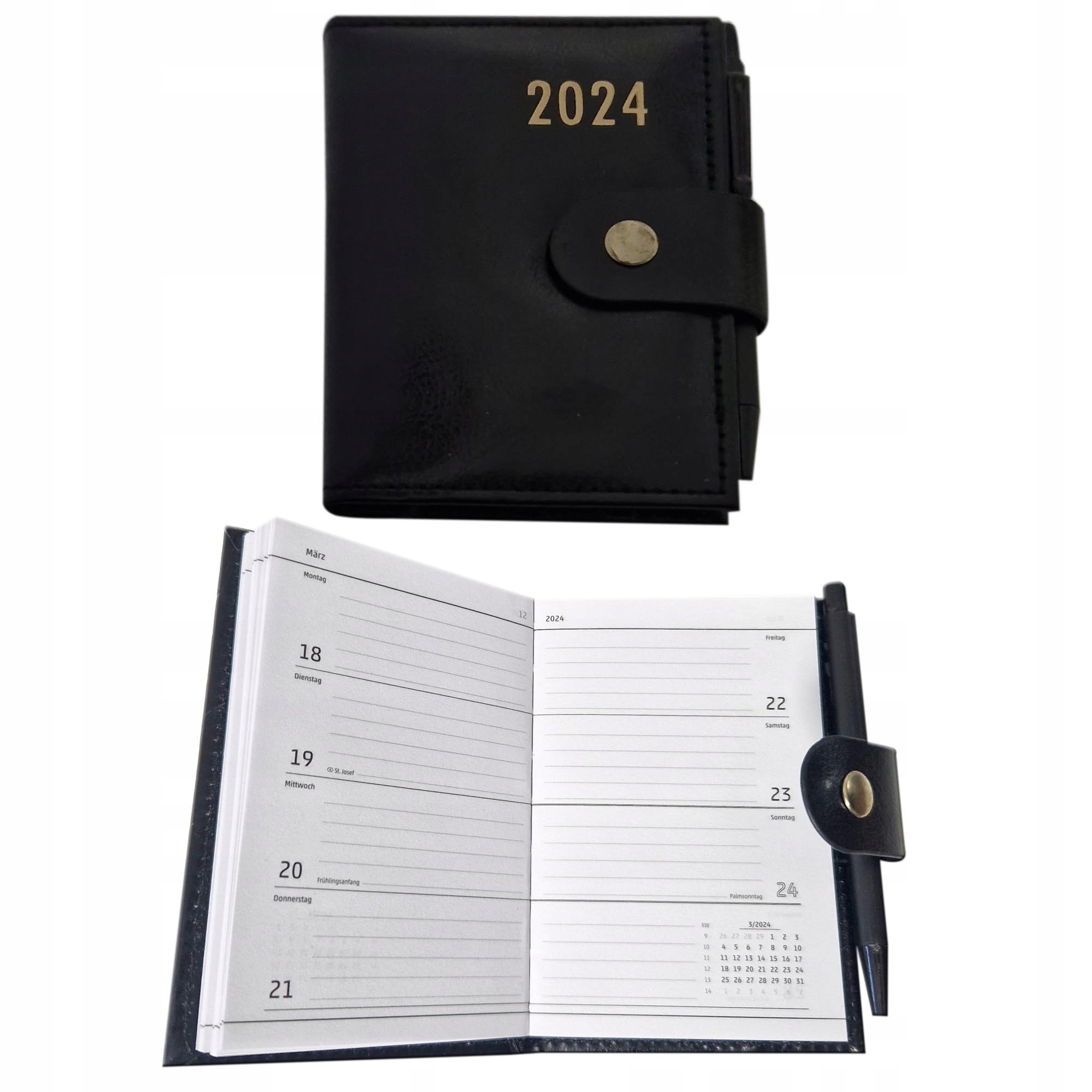 Kalendarz kieszonkowy 2024 z długopisem