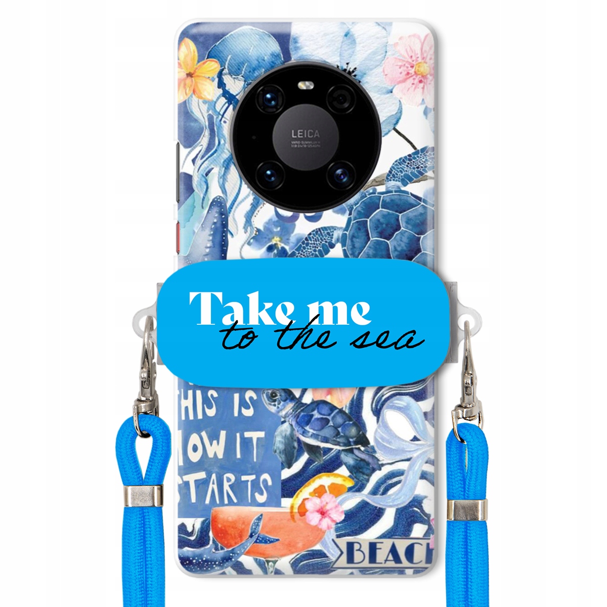 Puzdro pre Huawei Mate 40 Pro Plus Modré vodítko držiak Take Me To The Sea