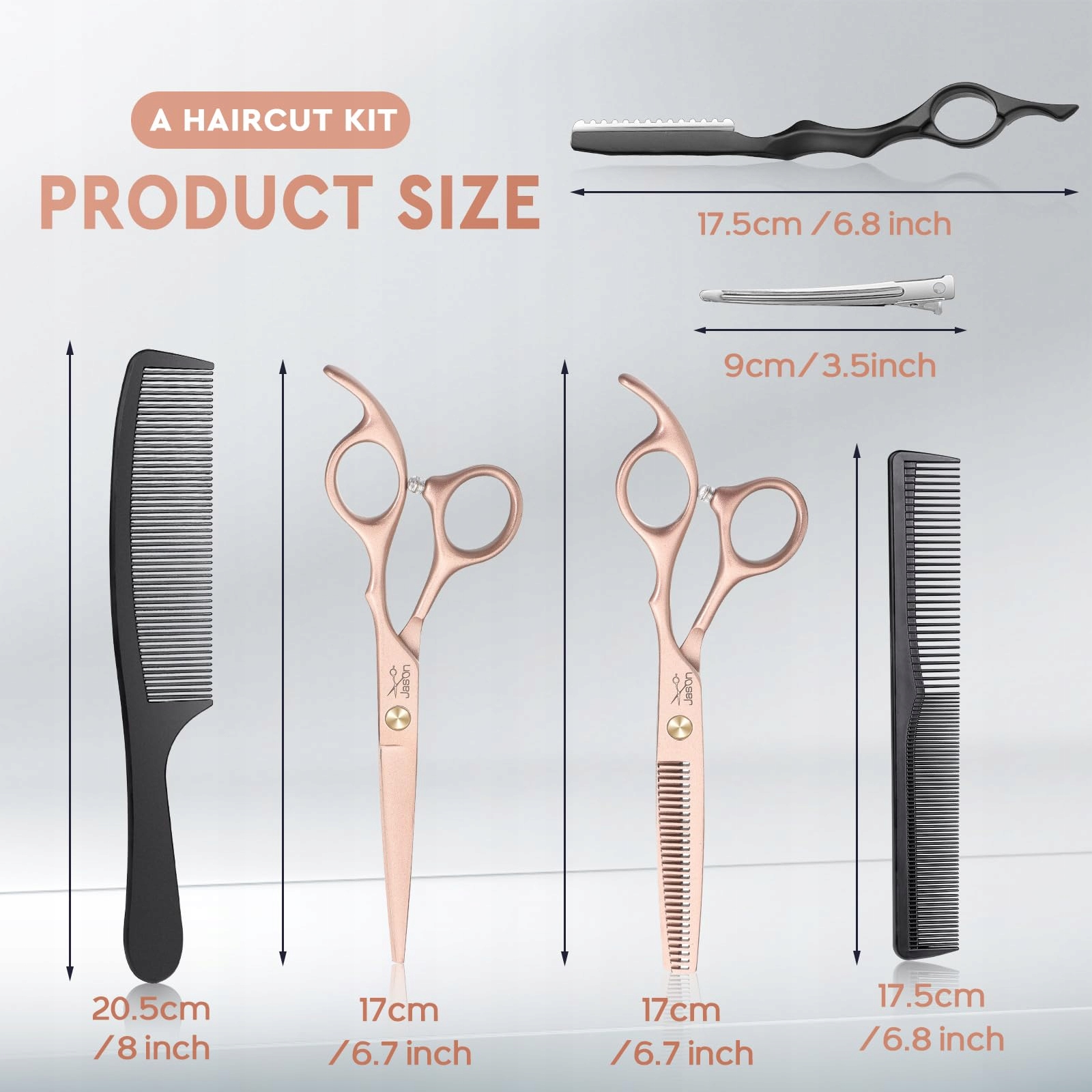 Jason Sada kadeřnických nůžek Professional Růžové Zlaté Ztenčení