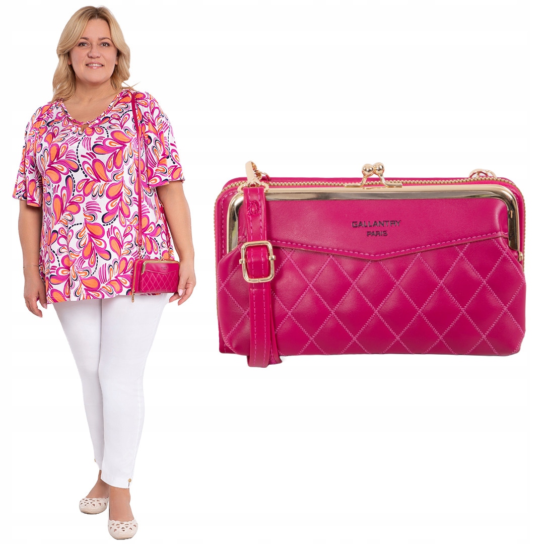 Růžová peněženka s páskem Uni.